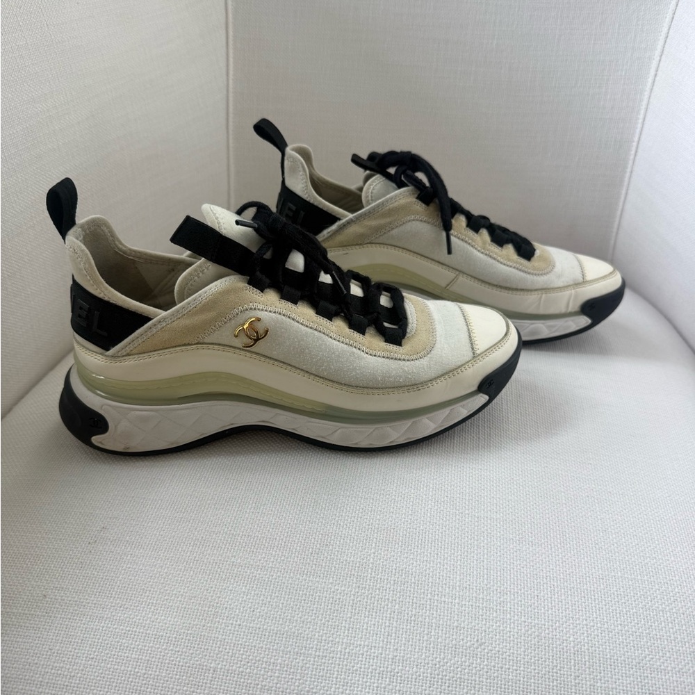 Velvet Calfskin Mixed Fibers CC Sneakers